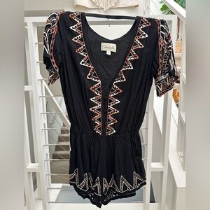 Cleobella Black Lace Romper Bohemian Crochet Sm